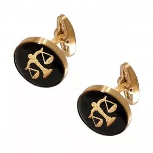 دکمه سردست استیل  ورق طلا  ماه مهر