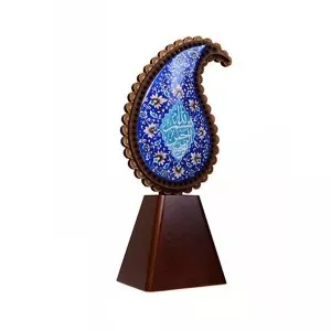 تندیس  بته جقه چوب و مینا طرح بسم الله