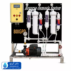 دستگاه تصفیه آب نیمه صنعتی 800 گالن شاسی استیل با تابلو برق صنعتی