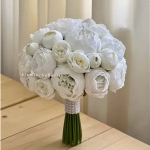 دسته گل مصنوعی عروس پیونی سفید سایز بزرگ