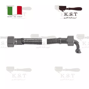 شلنگ فلکس استیل 150cm | رزوه 3/8 (F-F) با زانویی مخروطی (NSF)