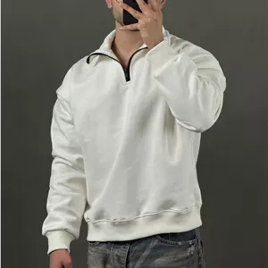 نیم زیپ ساده سه نخ سفید