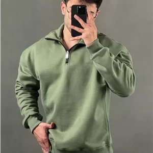 نیم زیپ ساده سه نخ سبز کاهی