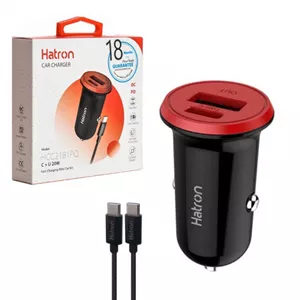 شارژر فندکی فست شارژ 20 وات Hatron مدل HCC2181PQ همراه با کابل دو سر TYPE-C