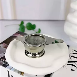 صافی چای استنددار استیل | فیلتر چای با کاسه مخصوص و طراحی کاربردی