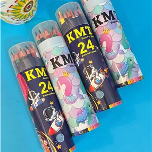 مداد رنگی 24 رنگ استوانه ای KMT