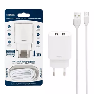 شارژر دیواری دو پورت Remax مدل RP-U35 10W به همراه کابل شارژ اندروید
