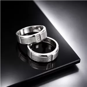 حلقه ست نقره زنانه و مردانه مدل HSE-K57 | حلقه ازدواج نقره 925 نگین زیرکونیا