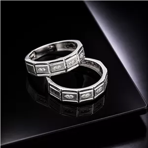 حلقه ست نقره زنانه و مردانه مدل HSE-K63 | حلقه ازدواج نقره 925 نگین زیرکونیا