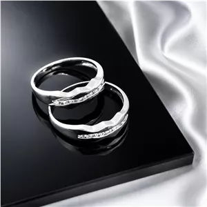 حلقه ست نقره زنانه و مردانه مدل HSE K53 | حلقه ازدواج نقره 925 نگین زیرکونیا