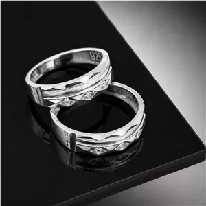 حلقه ست نقره نامزدی زنانه و مردانه مدل HSE K105