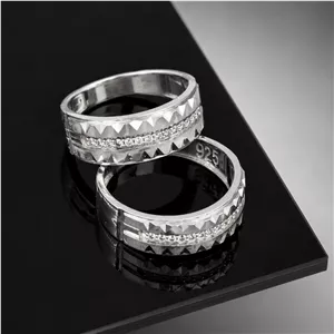 حلقه ست نقره نامزدی زنانه و مردانه مدل HSE K96