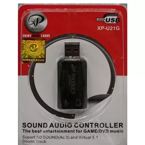 کارت صدای USB مدل XP-U21G – صدای فراگیر 5.1 مجازی و 3D برای بازی و فیلم