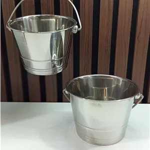 سطل یخ استیل دسته دار قطر ۱۴ و ارتفاع ۱۰ سانت