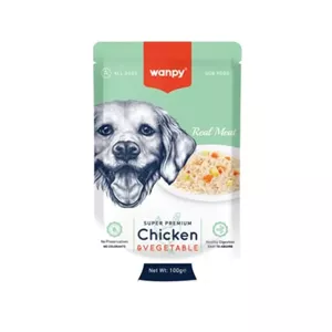 پوچ سگ ونپی مدل “Wanpy Super Premium” با طعم مرغ و سبزیجات وزن 100 گرم