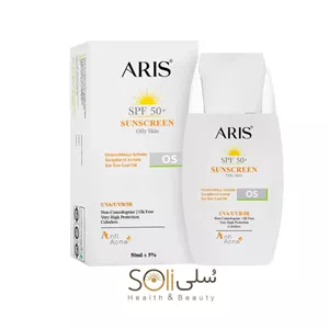 کرم ضدآفتاب بی‌رنگ SPF 50 آریس مخصوص پوست چرب و جوش‌دار