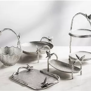 ظروف پذیرایی ۵تیکه آلومینیومی مدل ایوان نقره ای