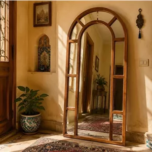 آینه قدی چوبی مدل پنجره ای چوب روس