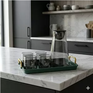 ست پارچ لیوان دودی ناتالی به همراه سینی