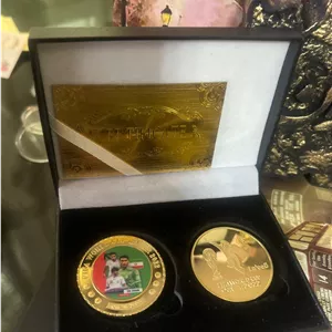 سکه یادبود حضور ایــران در جام جهانی قطر ۲ عدد روکش طلا ۲۴ عیار با سرتیفیکیت و جعبه مخصوص فیفا 🎫🇮🇷 