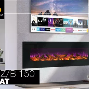 شومینه برقی دیواری مدرن شومینه مارکت سایز 150 طرح LCD یک طرفه از روبه‌رو