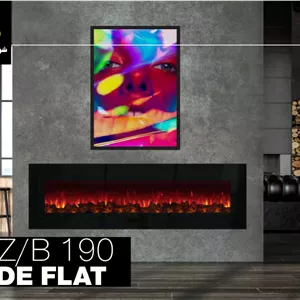 شومینه برقی دیواری مدرن شومینه مارکت سایز 190 طرح LCD یک طرفه از روبه‌رو