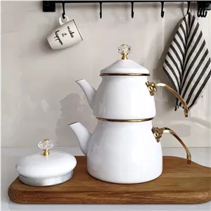 کتری و قوری لعابی دو درب شاهین‏ ترکیه
