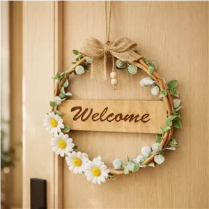 آویز دکوراتیو درب ورودی Welcome | حلقه گل نچرال دست‌ساز کد506