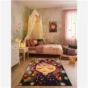 فرش کودک دختر پروانه ای