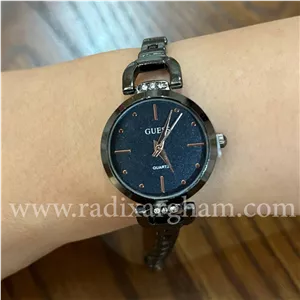 ساعت زنجیری  زنانه و‌ دخترانه مشکی برند گس guess