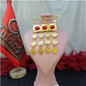سنجاق کتیبه ای نگین عقیق زیورآلات روح گندم/ طرح طلا/آبکاری طلا