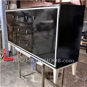 آینه و کنسول مشکی سوپر پلی استر براق مدل الماس