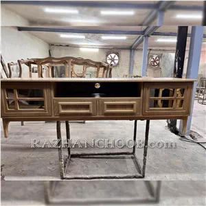 میز تلویزیون ام دی اف روکش طبیعی چوب بلوط