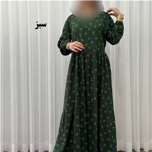 پیراهن ساحلی زنانه گلریز نخی فری سایز تا 48 آیدایی کمربند دار شیک و راحت چهارفصل