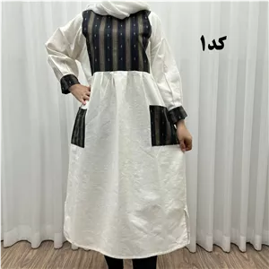 پیراهن کفتان لینن تیکه دوزی فری سایز تا 50 شیک و راحت چهارفصل کمربند دار