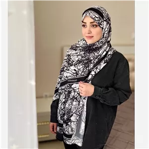 شال اسپرت سفید مشکی طرح دار زنانه | شیک و بهروز