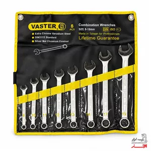 ست آچار یکسر تخت یکسر رینگ واستر تایوان 8 عددی سایز 8 تا 19