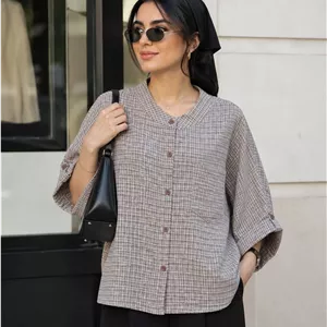 شومیز زنانه نخی مدل چهارخانه