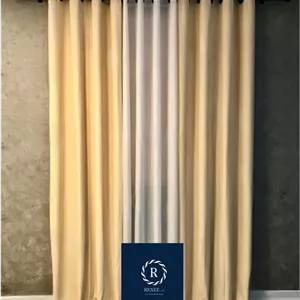 پرده مخمل کتان گارنت کرم