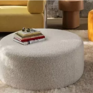 پاف مدد گرد پارچه چرم و پارچه قطر ۶۰ ارتفاع ۴۰