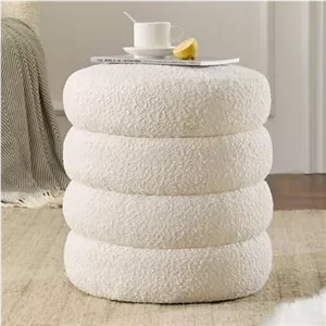 پاف استوانه‌ای شیار دار جنس پارچه تدی