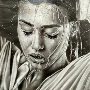 تابلو نقاشی رئال شماره 2 | سیاه‌قلم دست‌ساز ۷۰×۵۰ 