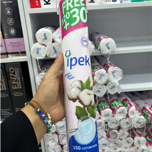 پد پنبه‌ای پاک‌کننده آرایش ایپک (İpek) مدل Pure 100% Cotton - لبه‌های دوخته شده -150 عددی