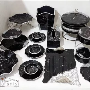 ظروف پذیرایی رزینی مشکی نقره ای