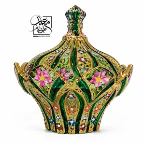 قندان درب دار بلور نقاشی شده کار دست طرح لیزا