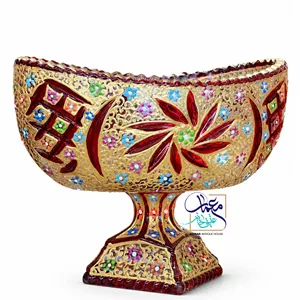 کشکول بلور نقاشی شده کار دست طرح خورشیدی کوچک