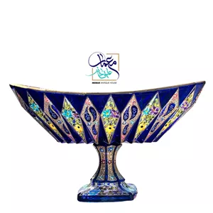 کشکول بلور پایه دار نقاشی کار دست طرح بته جقه