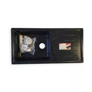 سینک گرانیتی یک لگنه یک متری لوتوس مشکی رگه سفید مدل L10۵