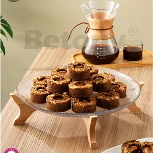 دیس ۳۲ راشل Betony – شیشه ضخیم با پایه چوبی/ بتونی