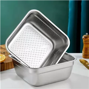 آبکش استیل Unique مربع 20-22-24-26-28-30 سانت یونیک- 24cm * 24cm * 10cm